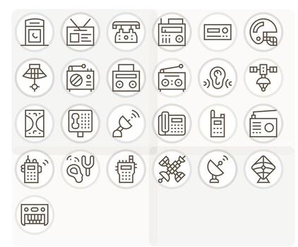 Receiver Essential Set including 25 Editable Regular Line High Resolution Icons vector
