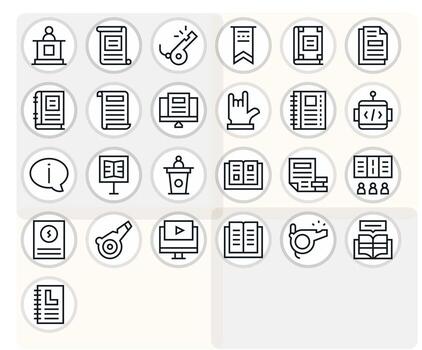 25 Pixel Aligned 256x256 Icons for Instruction in elegant Regular Line design vector