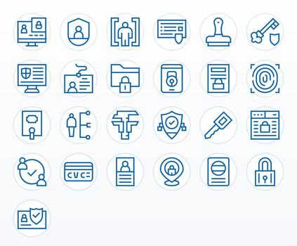 25 64x64 Regular Line Icons for Authentication with Editable precision vector