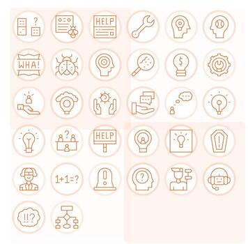 Problem Solving Icon Collection with 32 64x64 Thin Line Designs vector