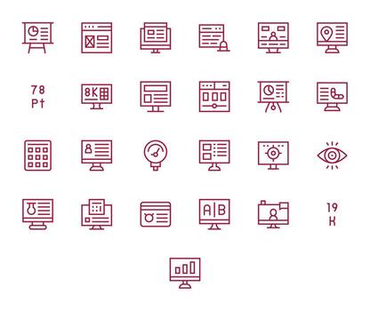 25 Regular Line Icons from Data Display in 64x64 Pixel Optimized Quality vector