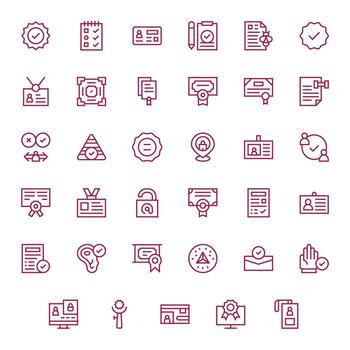 35 Retina Ready Regular Line Icons for Verification with Grid Fitted precision vector