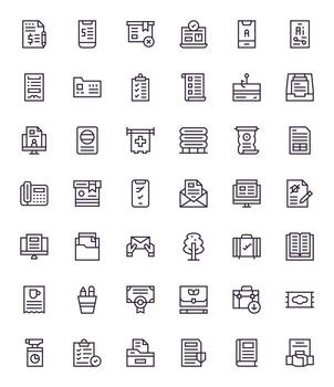 Document Icon Set with 42 Regular Line 256x256 Detail Enhanced Graphics vector