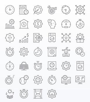 Efficiency Professional Set with 40 Thin Line Pixel Optimized High Resolution Icons vector