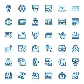 36 Icons for Online Payment optimized in Grid Fitted 128x128 Bold Line resolution vector