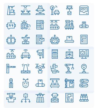 Automated Icon Set with 42 Regular Line 128x128 Editable Graphics vector