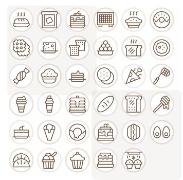 35 Display Perfect Regular Line Icons designed for Bakery Interface vector