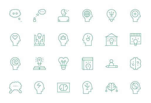 Thought Exclusive Set featuring 24 Thin Line Grid Fitted High Resolution Icons vector