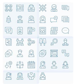 40 Icons for Social Media featuring High Resolution Pixel Optimized Thin Line Graphics vector