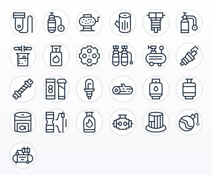 Cylinder Design Icons featuring 25 Display Perfect Regular Line Style vector