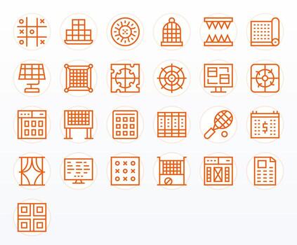 25 Grid Fitted Regular Line Icons designed for Grid Interface vector