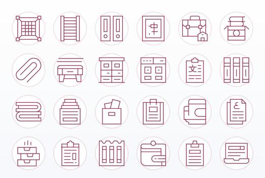 24 High Resolution Icons for Filing in Detail Enhanced Thin Line Format vector