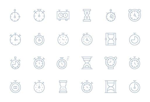 24 Thin Line Editable 128x128 Icons from Elapsed Time Suite vector