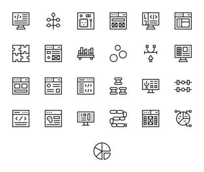 25 Regular Line Grid Fitted 128x128 Icons from Elements Suite vector