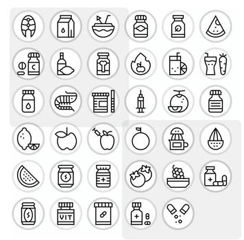Regular Line Display Perfect Icons from Vitamin Set with 35 High Resolution Icons vector