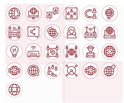 Networking Premium Bundle with 25 256x256 Grid Fitted Regular Line Icons vector