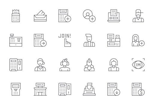 Register Comprehensive Bundle with 24 Editable Thin Line 128x128 Icons vector