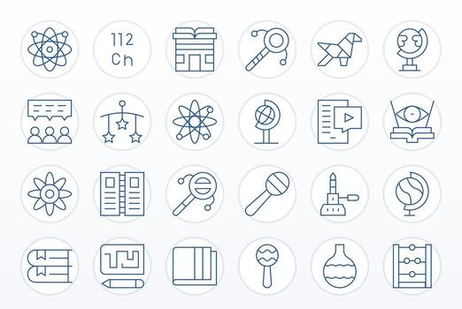 Educational Display Perfect Set with 24 High Resolution Thin Line Icons vector