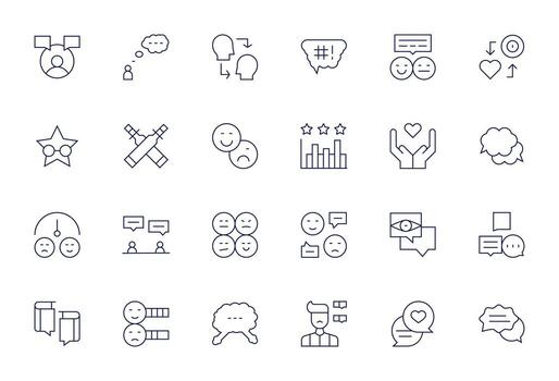 Thin Line Pixel Aligned Icons from Opinion Set with 24 256x256 Icons vector