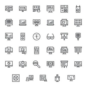Screen Graphics featuring 35 Regular Line Display Perfect 256x256 Designs vector