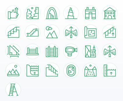 25 editable regular línea íconos diseñado para elevación interfaz vector