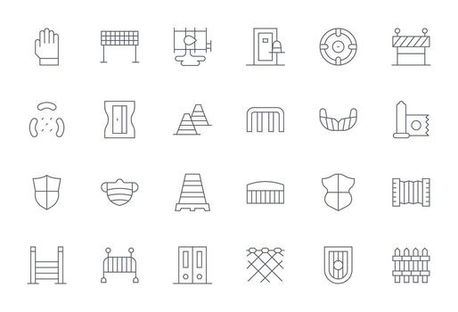 barrera esencial conjunto incluso 24 píxel optimizado Delgado línea 256x256 íconos vector