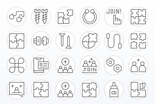 24 64x64 Thin Line Icons optimized for Join Detail Enhanced display vector