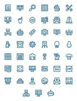 Software Pixel Optimized Set with 45 128x128 Bold Line Icons vector