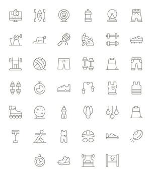 40 Thin Line PIXEL Perfect Designs for Exercise High Resolution Icons vector