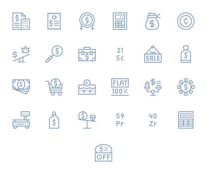 Price Complete Package with 25 High Resolution Regular Line Display Perfect Icons vector