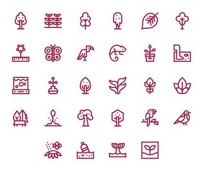 28 High Resolution Pixel Optimized Icons for Ecosystem in Bold Line Theme vector