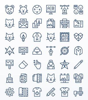42 64x64 Regular Line Icons optimized for Graphic Design Pixel Optimized display vector