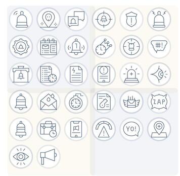 32 Icons for Urgent optimized in Display Perfect High Resolution Thin Line resolution vector