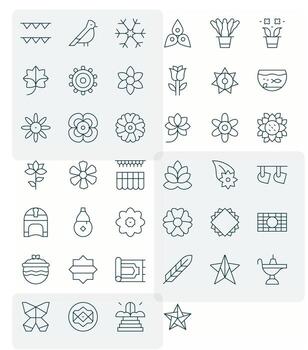 decorativo exhaustivo haz con 40 editable Delgado línea 64 x 64 íconos vector