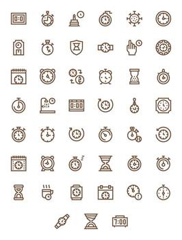 45 64x64 Bold Line Icons for Timer with Pixel Aligned precision vector