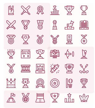42 High Resolution Regular Line Icons optimized for Victory Pixel Optimized display vector