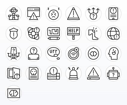 Problem Retina Ready Icon Pack with 25 Regular Line PIXEL Perfect Elements vector
