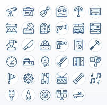 Instrument Scalable Set featuring 35 Pixel Aligned Regular Line 128x128 Icons vector