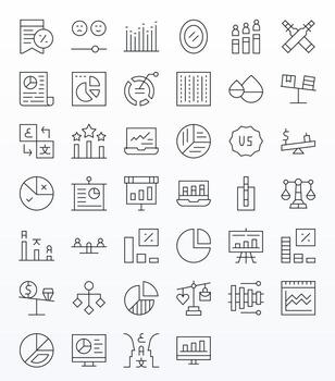Comparison Complete Package with 40 128x128 Thin Line Grid Fitted Icons vector