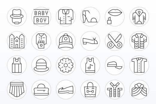 Style Essential Set including 24 Pixel Optimized Thin Line 128x128 Icons vector