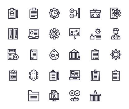 Management Icon Toolkit featuring 28 Editable 256x256 Bold Line elements vector