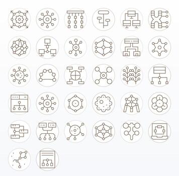 32 Delgado línea píxel Perfecto íconos a la medida para nodos alto resolución interfaz vector