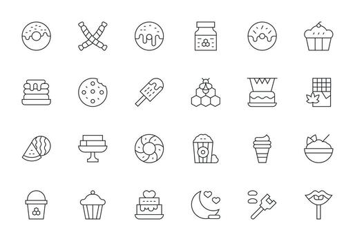 Sweet Graphics Pack including 24 Thin Line 256x256 Pixel Optimized Icons vector