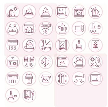 32 High Resolution Display Perfect Icons for Heating in Thin Line Theme vector