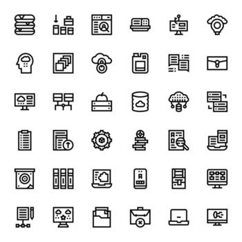 36 Bold Line Editable Icons for Data Management Graphics vector