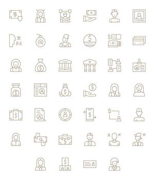 40 Icons for Account optimized in Grid Fitted 256x256 Thin Line resolution vector