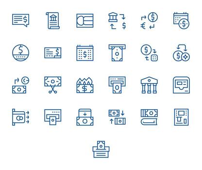 25 regular línea píxel optimizado íconos a la medida para retirada 256x256 interfaz vector