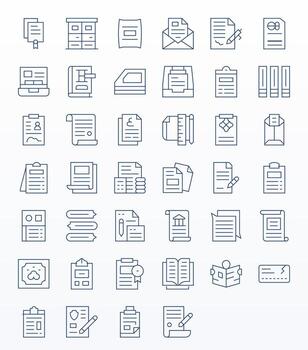 papeleo icono repositorio conteniendo 40 Delgado línea alto resolución cuadrícula equipado gráficos vector