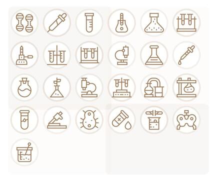 25 Regular Line Display Perfect Retina Ready Icons from Lab Equipment Suite vector