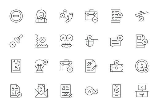 24 Editable Retina Ready Icons for Denied in elegant Thin Line design vector